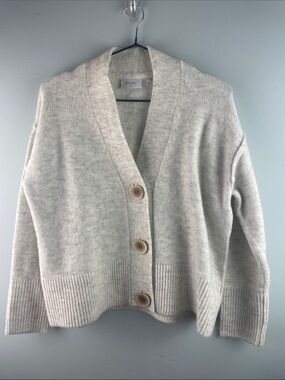 FOIL Cream Button-Front Cozy Oversized Cardigan Sweater Size XS